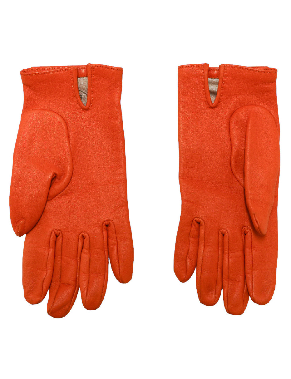 Gants HERMES 6.5 cuir d'agenau orange