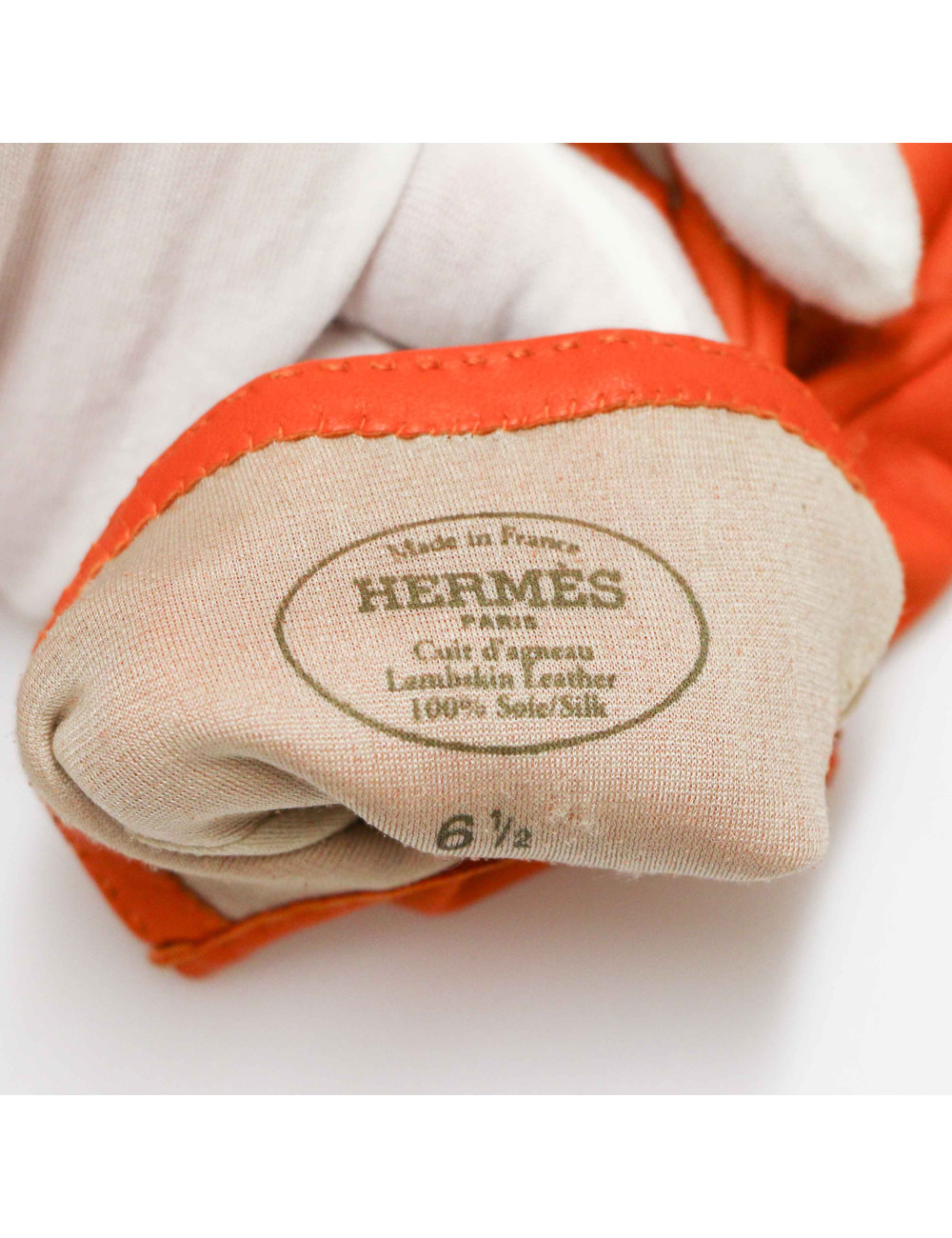 Gants HERMES 6.5 cuir d'agenau orange