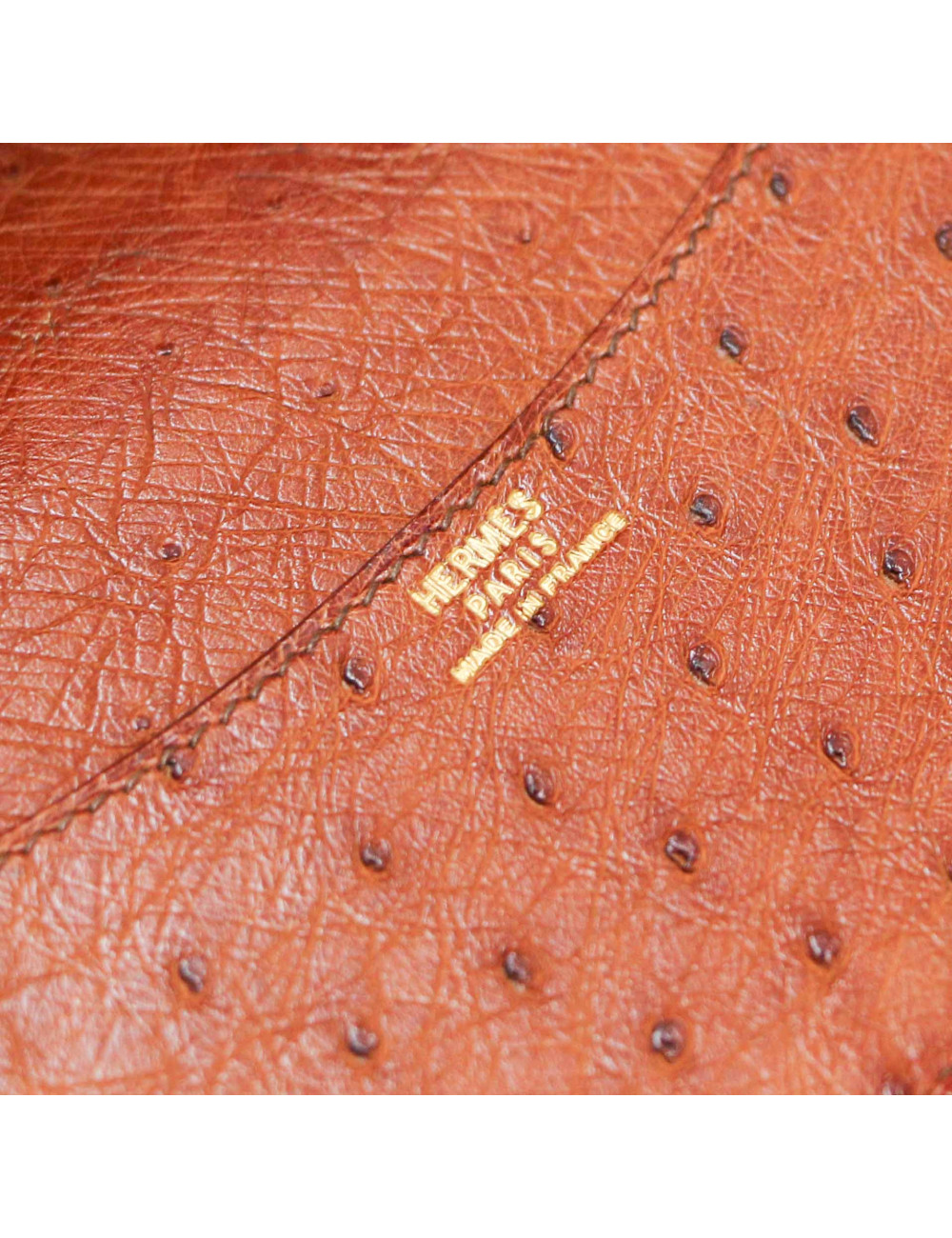 HERMES cognac ostrich leather datebook cover