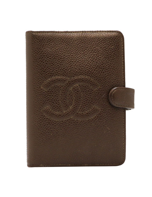 Porte agenda vintage CHANEL cuir marron