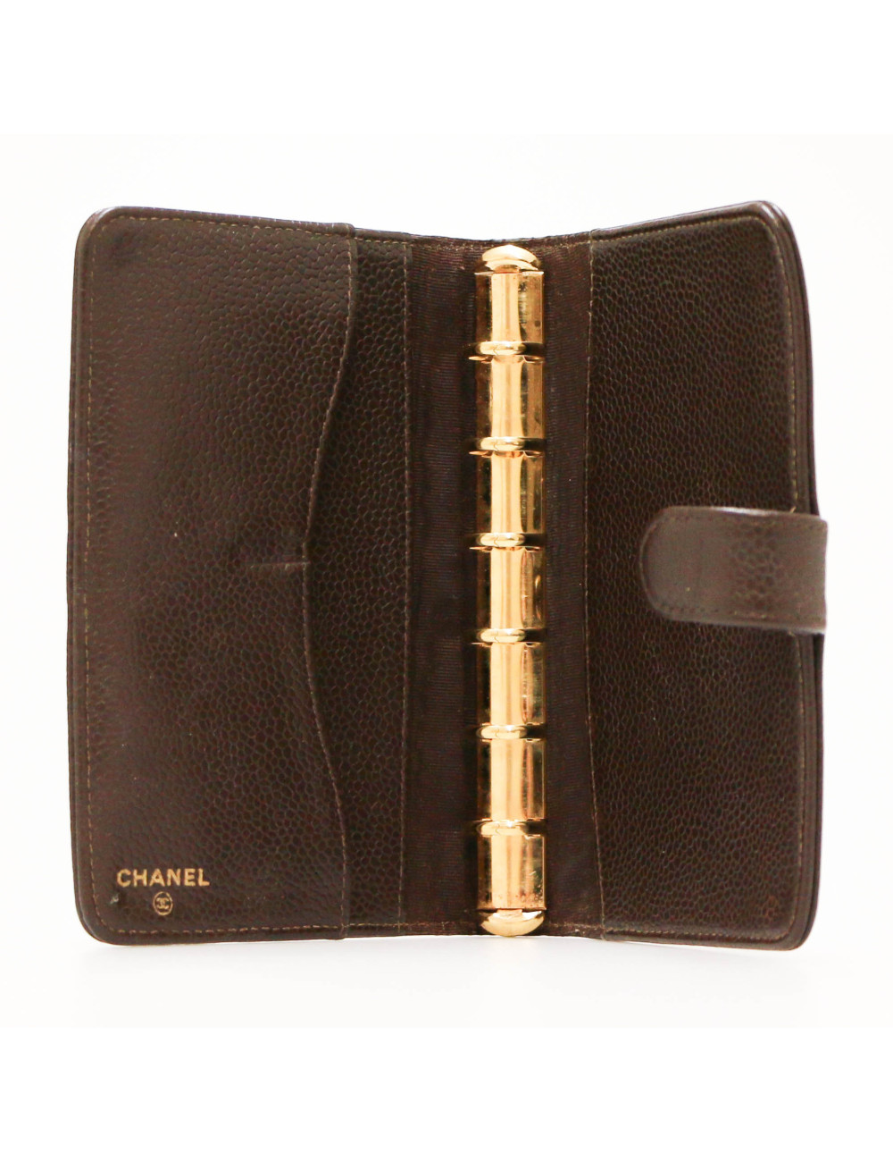 CHANEL vintage brown leather datebook cover