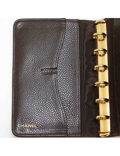 CHANEL vintage brown leather datebook cover