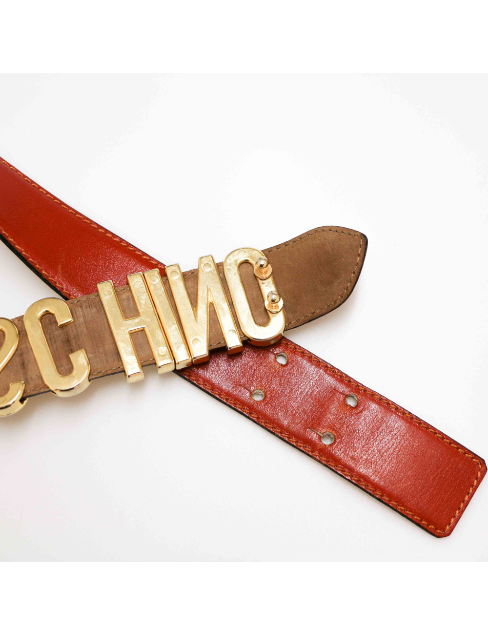 MOSCHINO red leather belt