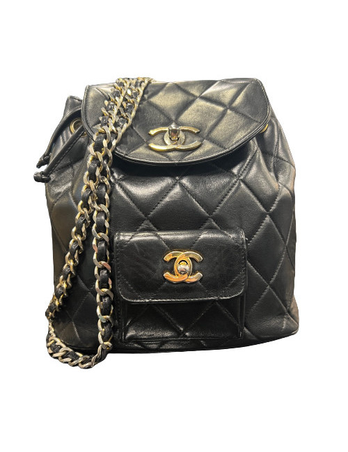 Sac à dos CHANEL MM cuir matelassé noir
