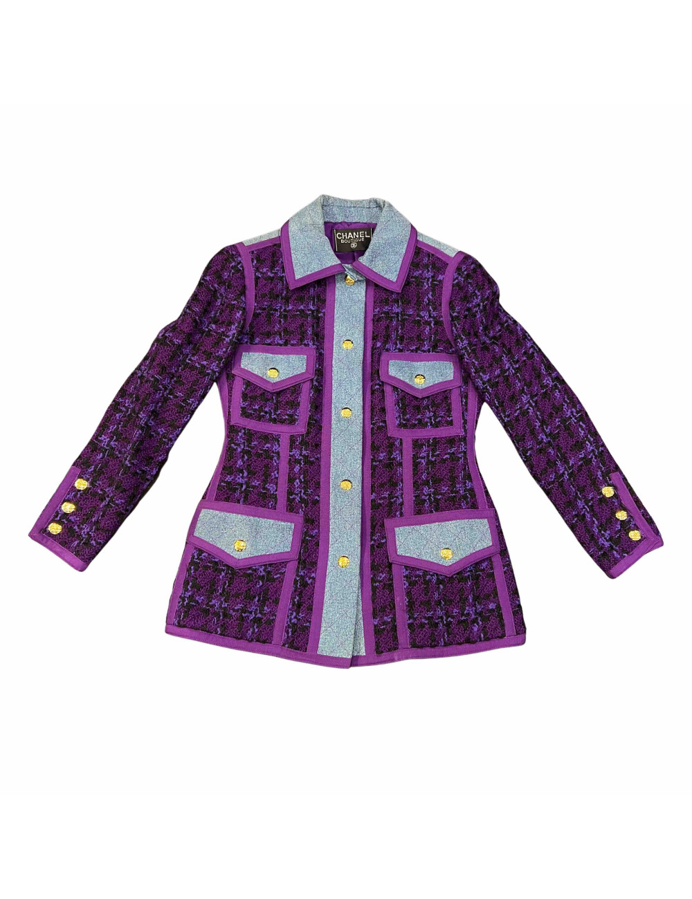 Veste CHANEL T40 tweed denim bleu