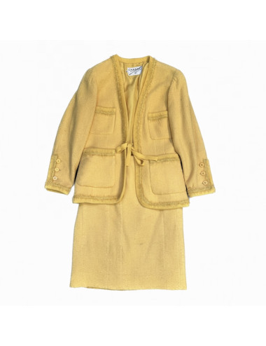 Ensemble jaune vintage veste et jupe CHANEL