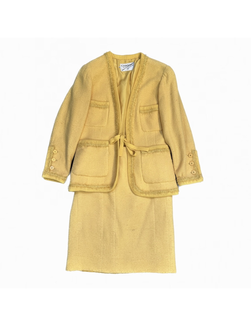 Ensemble jaune vintage veste et jupe CHANEL