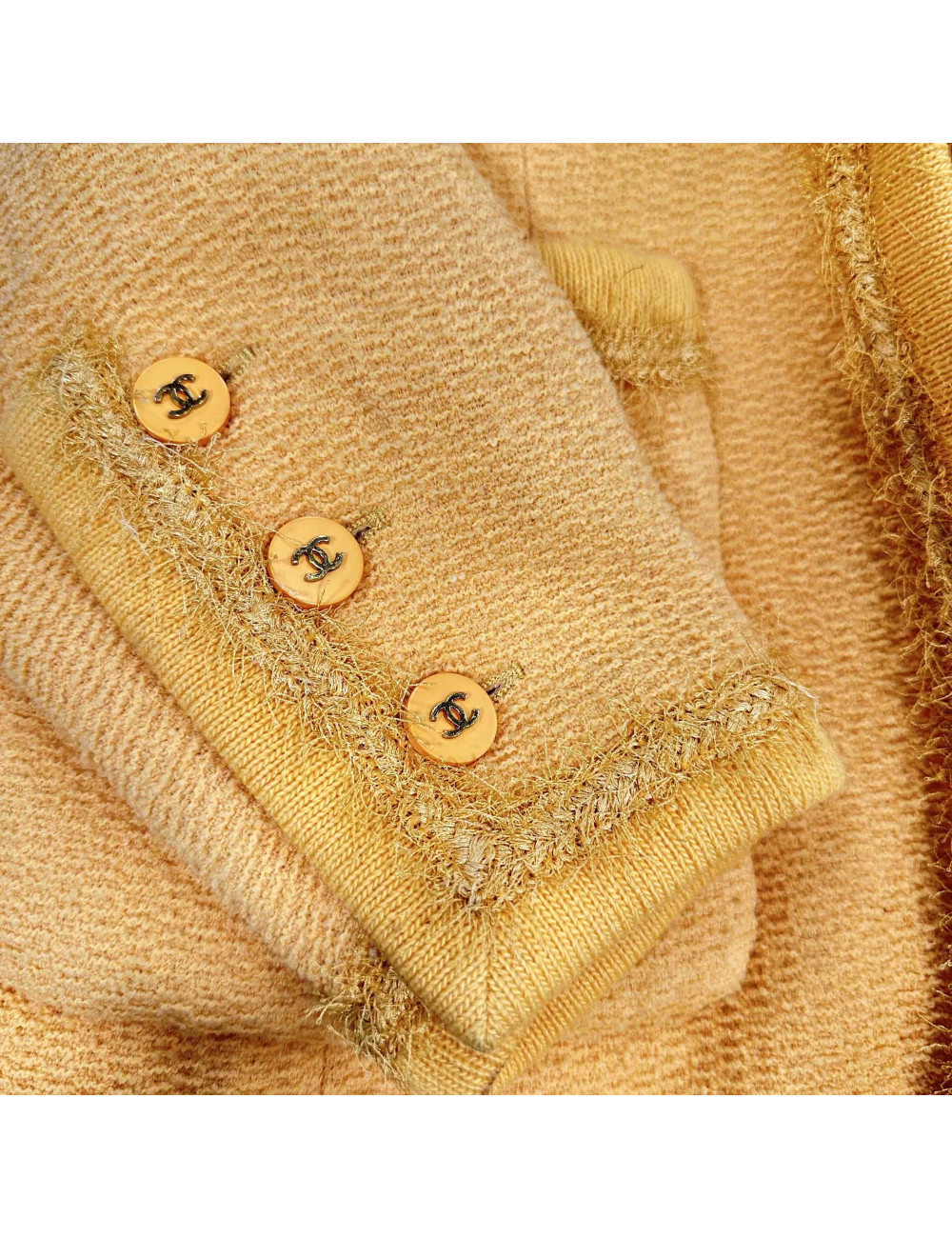 Ensemble jaune vintage veste et jupe CHANEL