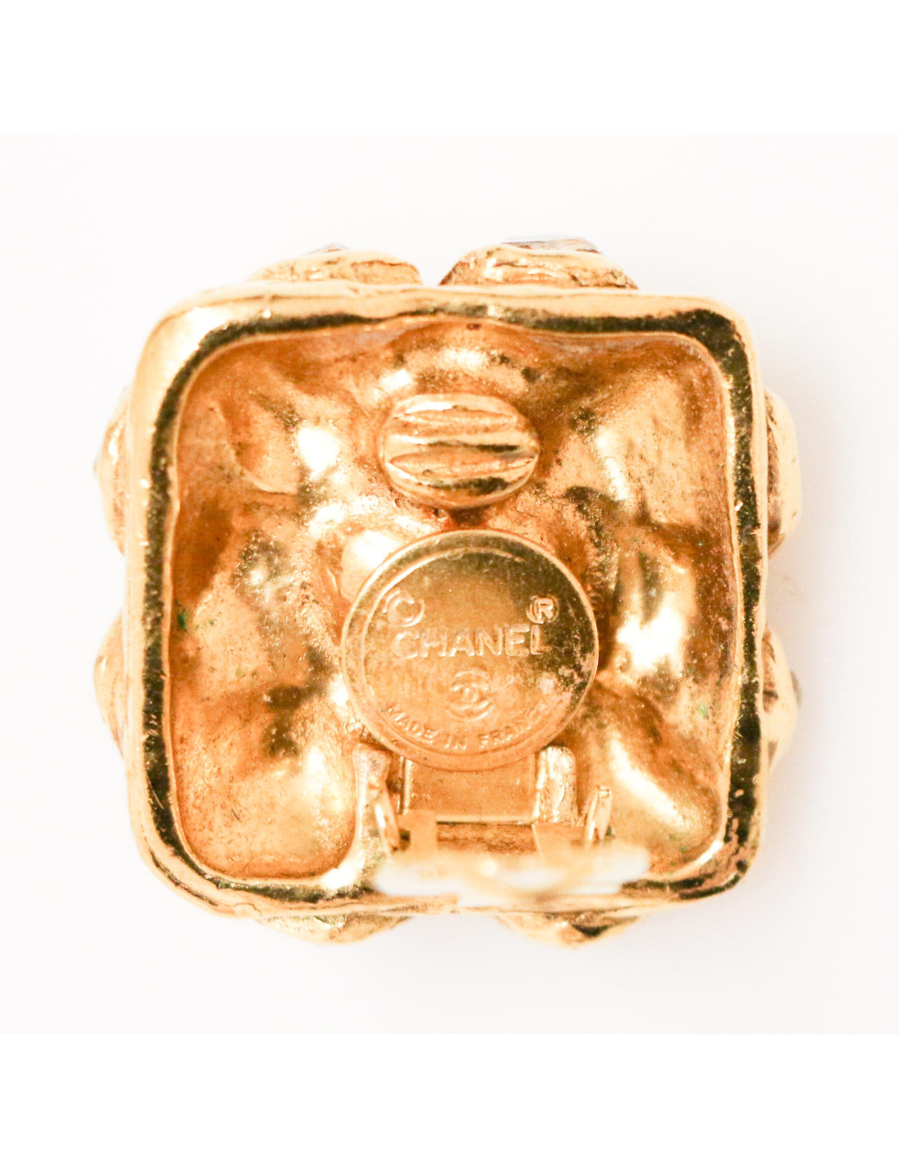 CHANEL vintage gold and rhinestones clip-on earrings