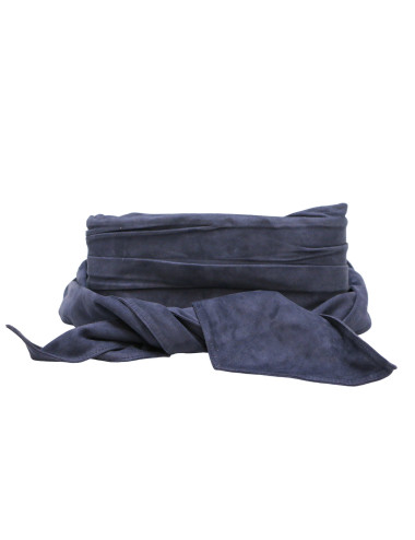 Large ceinture CHANEL veau velours bleu