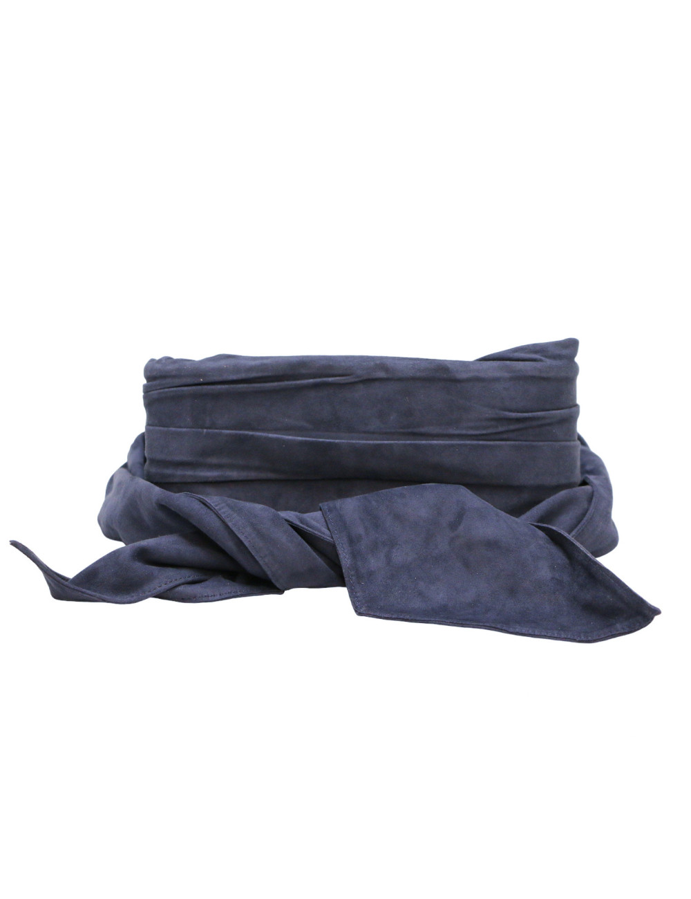 Large ceinture CHANEL veau velours bleu