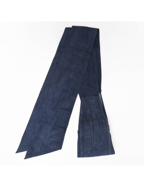 CHANEL blue suede calfskin wide belt