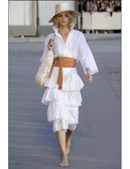 CHANEL blue suede calfskin wide belt