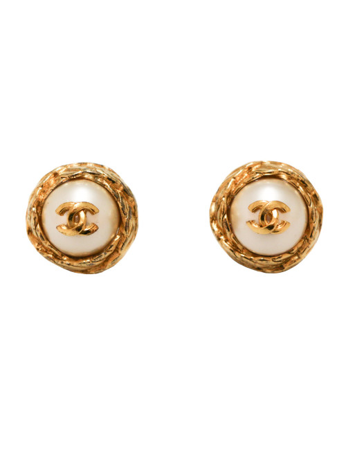 Clips CHANEL ronds perles nacrées A1996