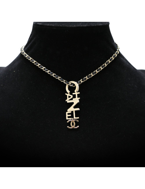 Collier CHANEL chaine entrelacée de cuir