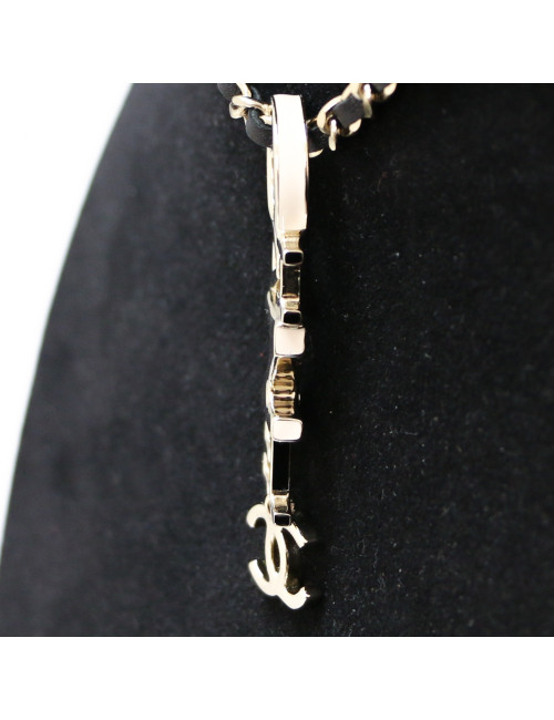 Collier CHANEL chaine entrelacée de cuir