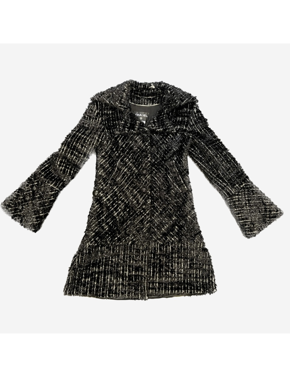 Manteau T 38 CHANEL noir fils d'argent