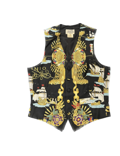 Gilet  T 42 HERMES Christophe Colomb soie