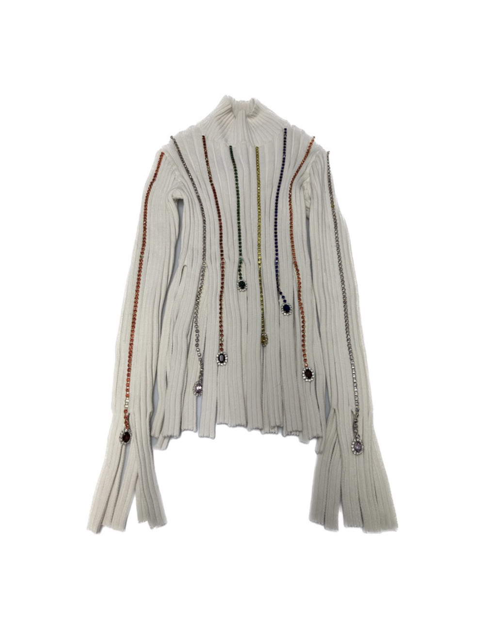 Pull AREA blanc strass multicolores