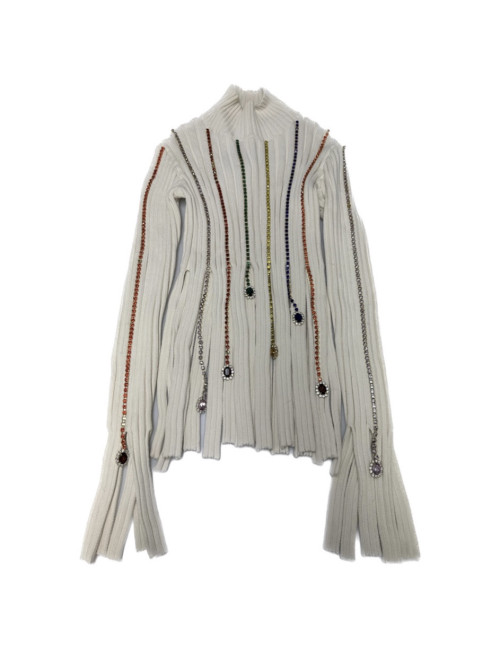 Pull AREA blanc strass multicolores