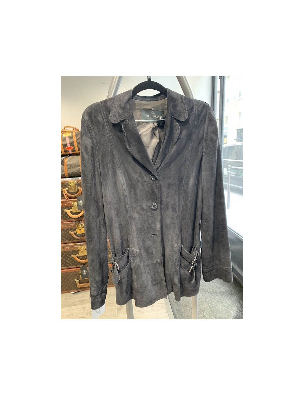 Veste daim gris TRUSSARDI