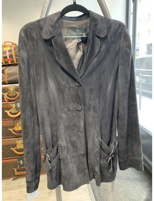 Veste daim gris TRUSSARDI