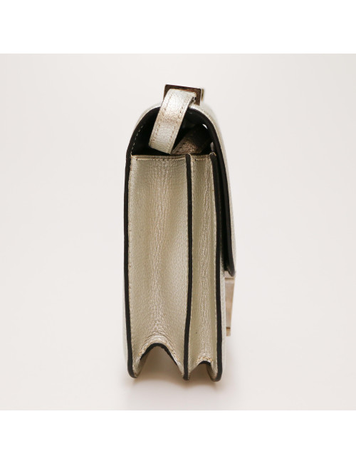 Mini Constance HERMES cuir argenté