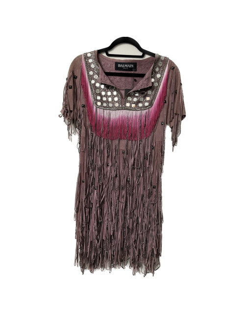 Robe BALMAIN daim vieux rose