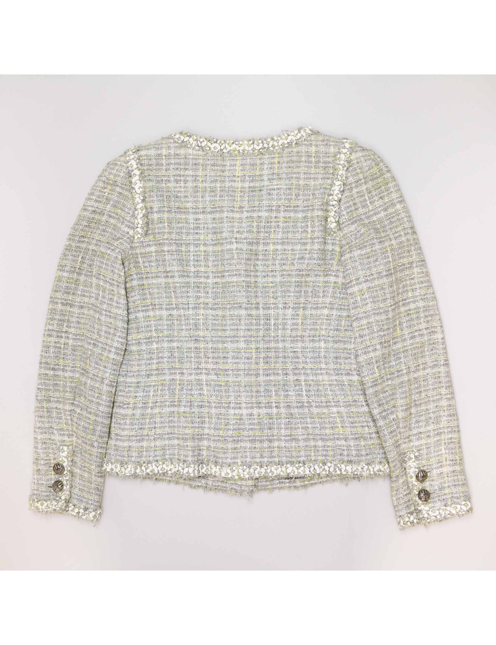 Veste CHANEL tweed vert et gris T38