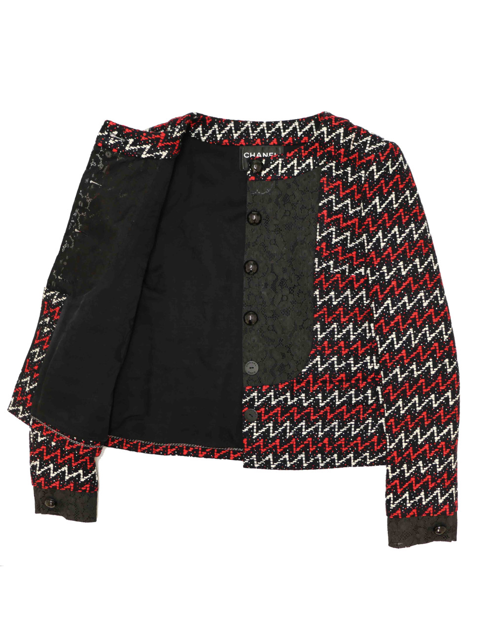 CHANEL black, white and red jacket, size 40 FR