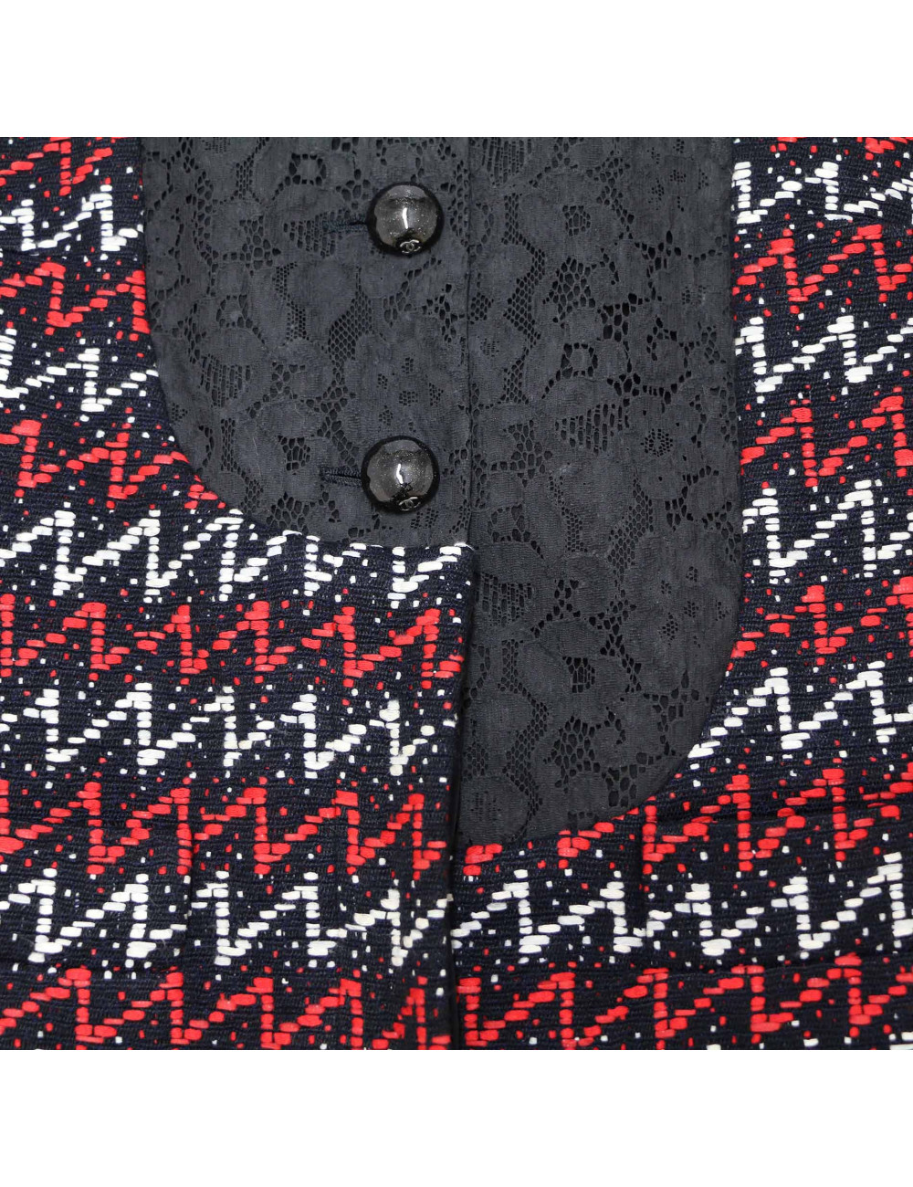 CHANEL black, white and red jacket, size 40 FR