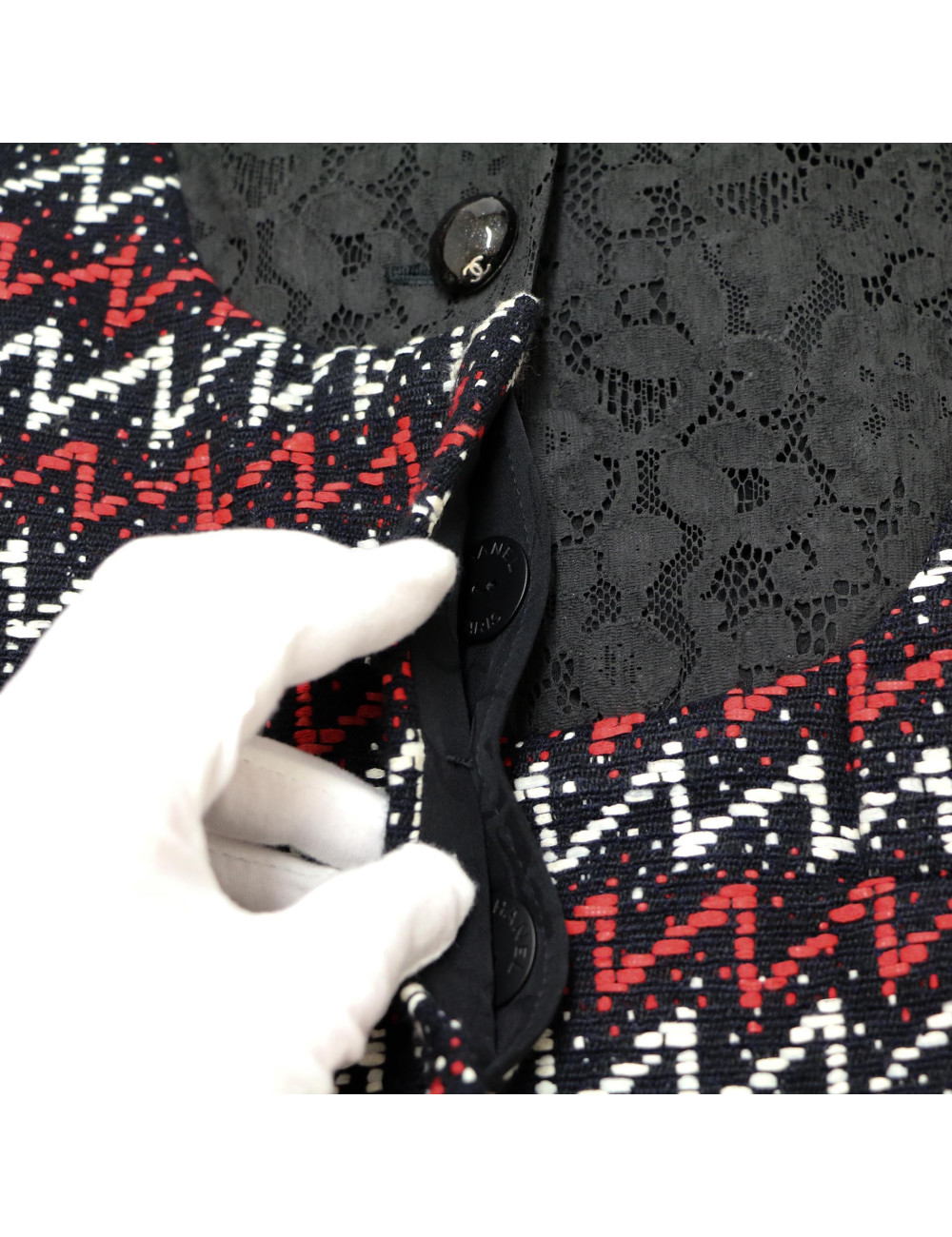 CHANEL black, white and red jacket, size 40 FR