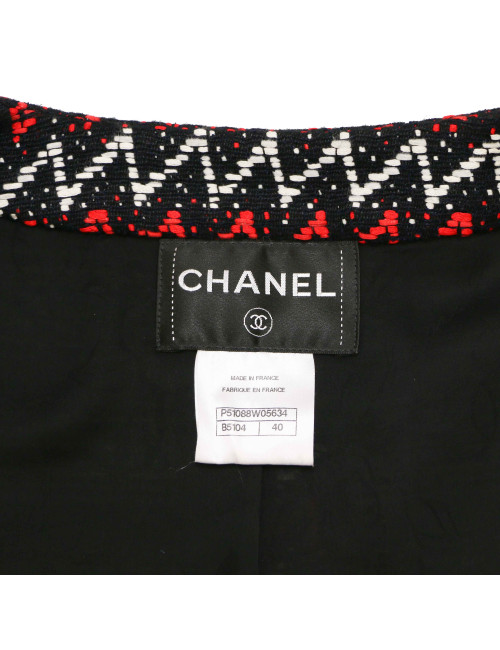 CHANEL black, white and red jacket, size 40 FR