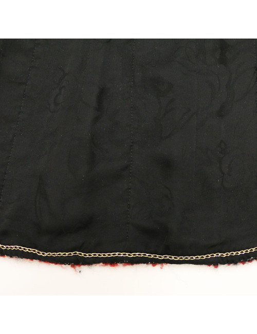 Veste CHANEL t 40 tweed noir et or gansé bordeaux