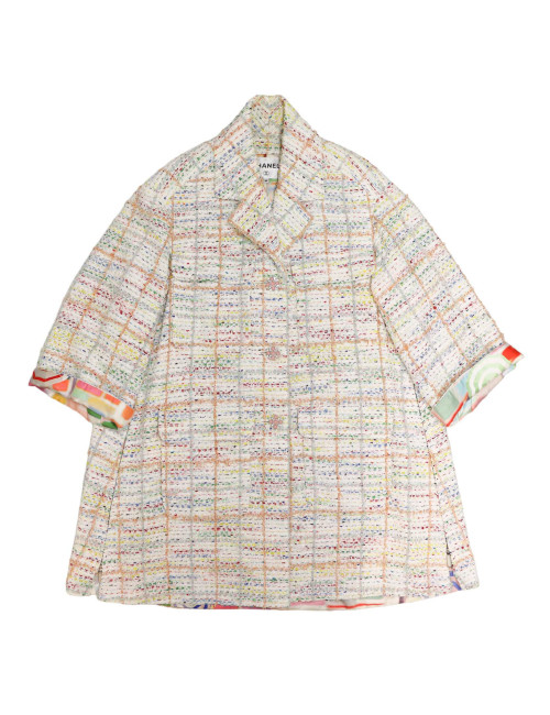 Veste longue CHANEL tweed multicolore t34
