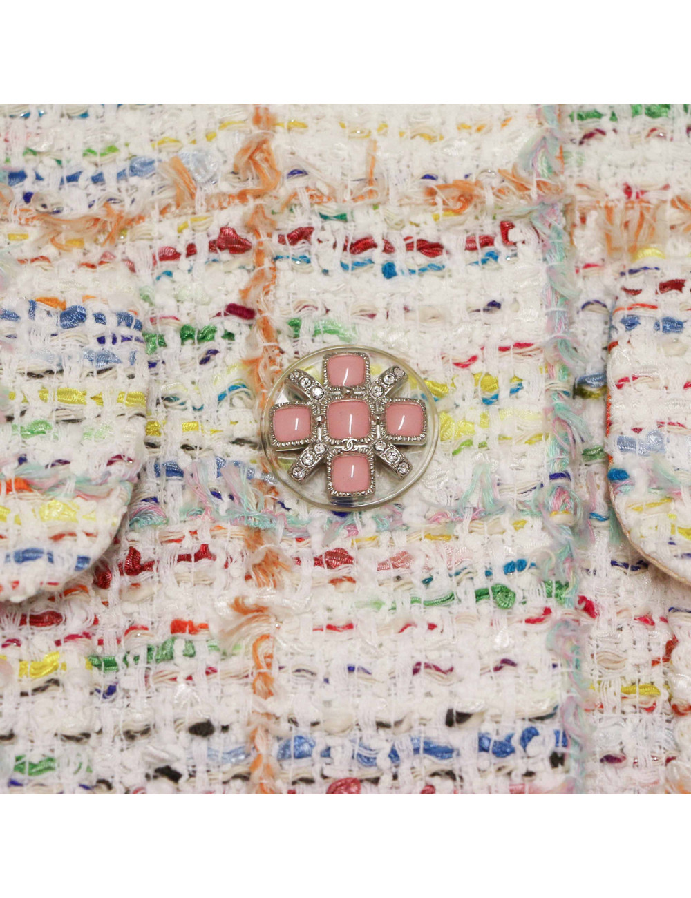 Veste longue CHANEL tweed multicolore t34