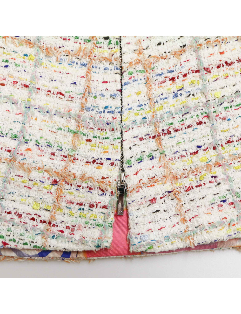 Veste longue CHANEL tweed multicolore t34