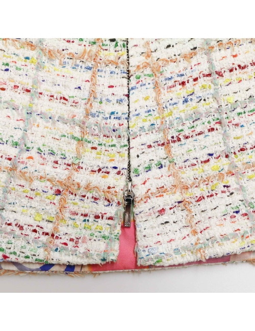 Veste longue CHANEL tweed multicolore t34
