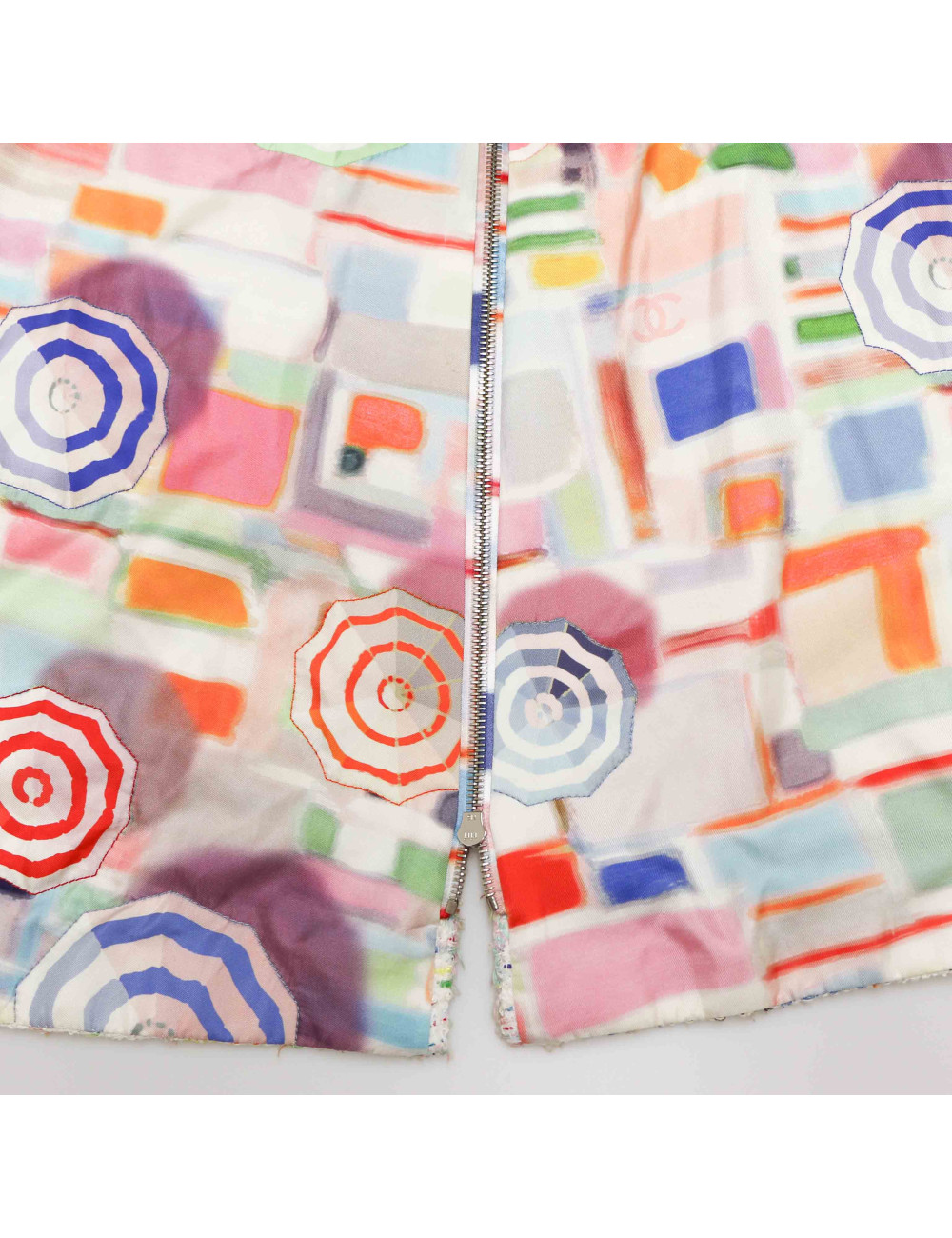 Veste longue CHANEL tweed multicolore t34