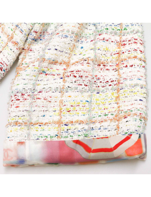 Veste longue CHANEL tweed multicolore t34
