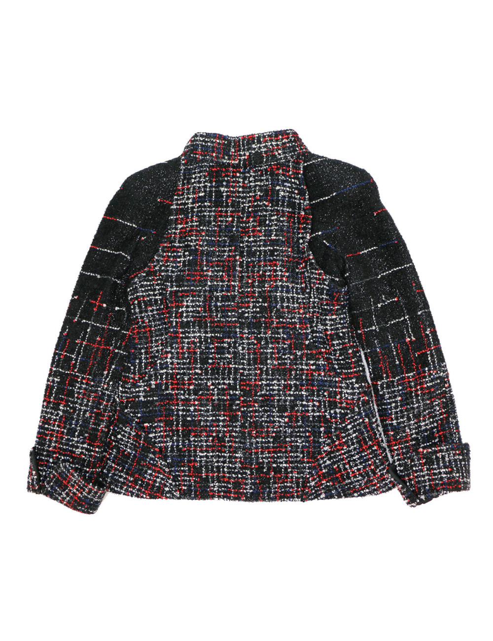 CHANEL black, white, blue and red tweed jacket, size 40 FR