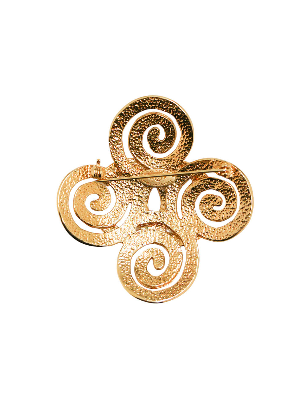 CHANEL vintage gilded CC brooch