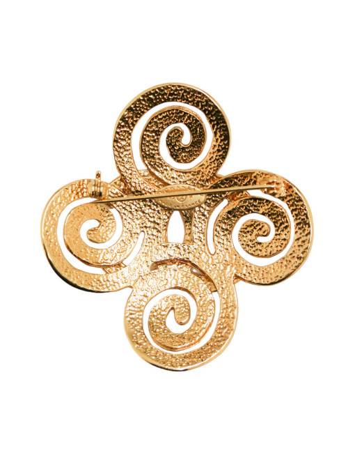 CHANEL vintage gilded CC brooch