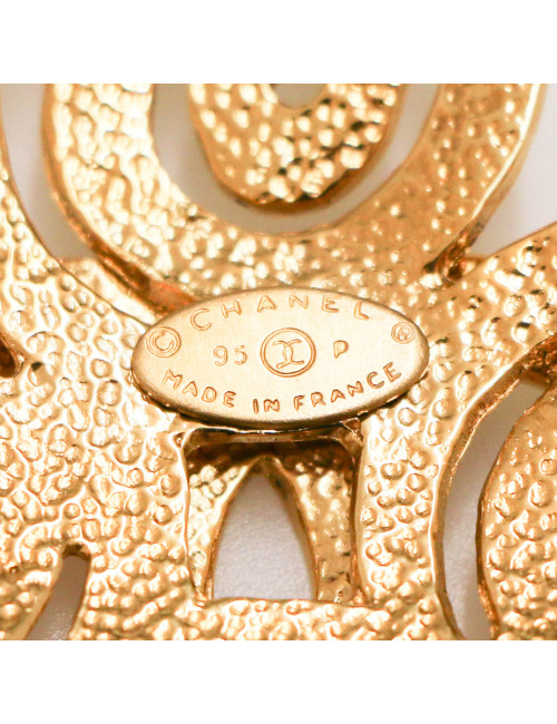 CHANEL vintage gilded CC brooch