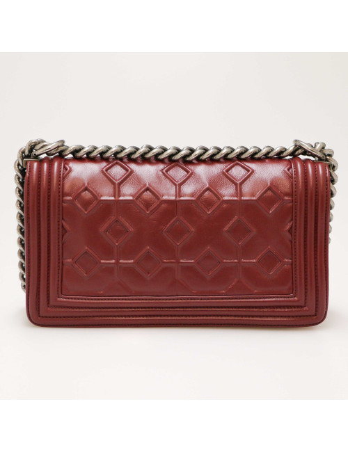 Sac Boy CHANEL embossé bordeaux