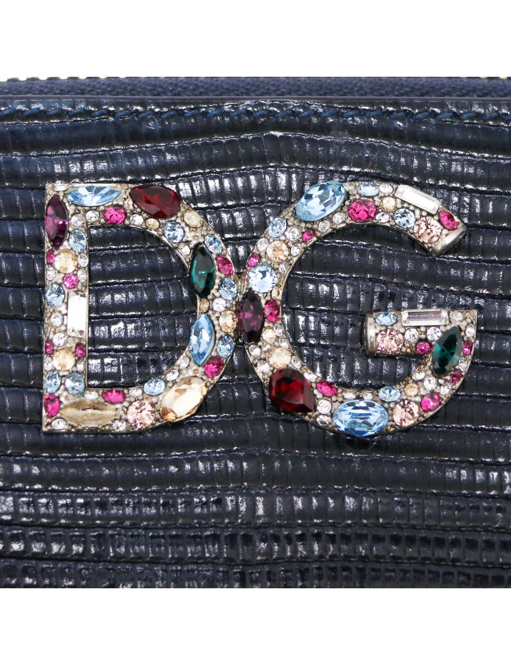 DOLCE & GABBANA Compagnon blue lezard style leather