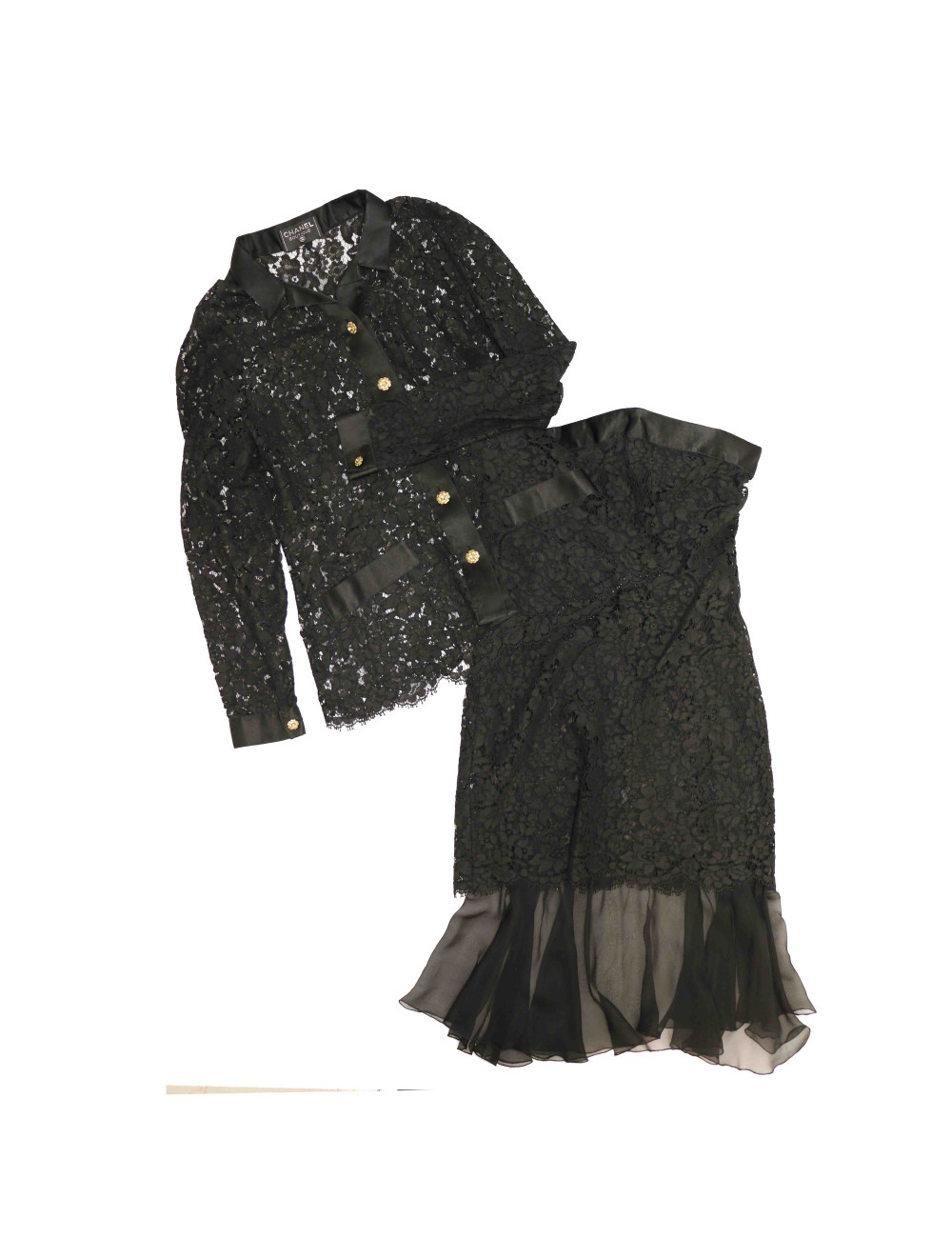 Ensemble robe chemise coktail CHANEL dentelle