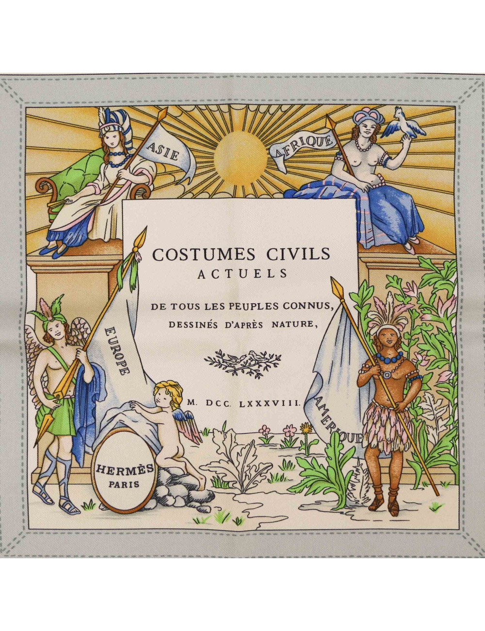 Carré HERMES Costumes Civils rose