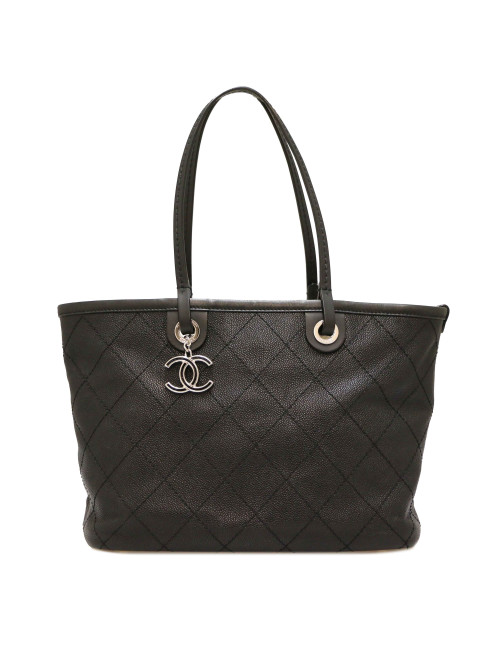 Cabas CHANEL grainé matelassé noir