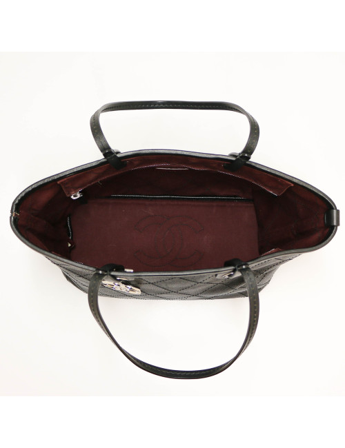 Cabas CHANEL grainé matelassé noir